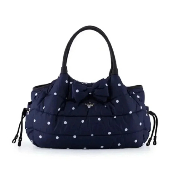 Kate Spade Stevie Quilted Polka Dot Diaper Bag Navy - Picture 1 of 11
